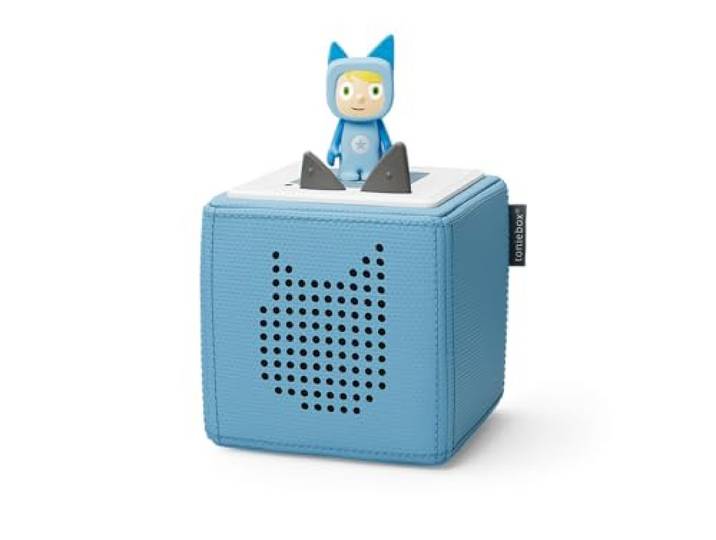 tonies Toniebox Starter Set inkl. 1 Kreativ Figur – Audioplayer für Hörbücher und Lieder für Kinder, einfach zu bedienende kabellose Musikbox BZW. Lautsprecher, 7 Std. Akku, Blau