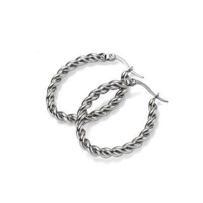 Paar Creolen FIRETTI "Schmuck Geschenk Edelstahl Ohrschmuck Ohrringe Kordel", silber (silberfarben), Ohrringe, Damen, Edelstahl, Made in Germany