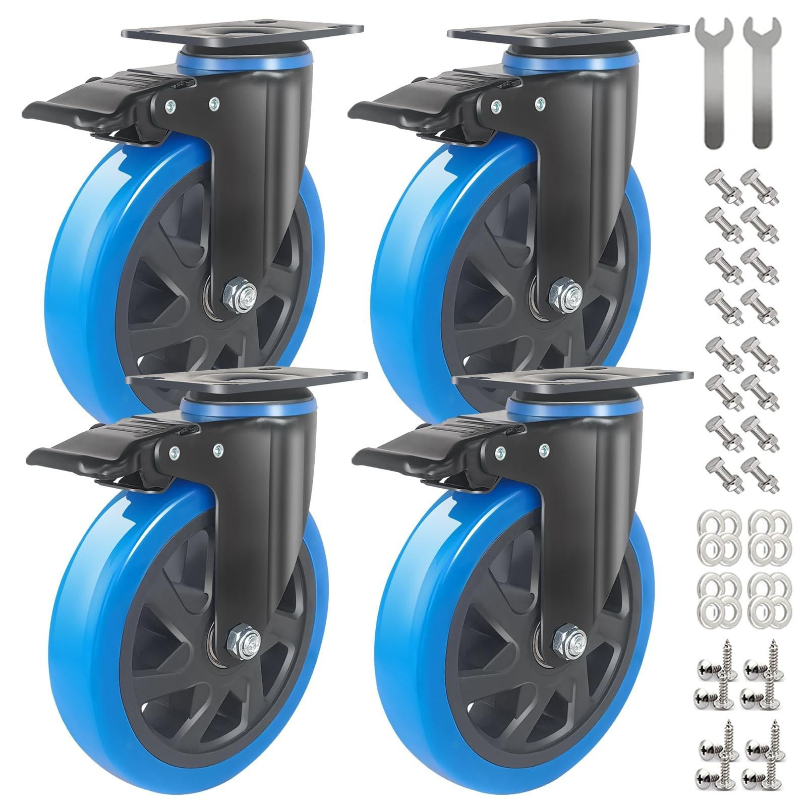 Merkloze Heavy Duty wielen met rem voor meubels, set van 4, 150 mm