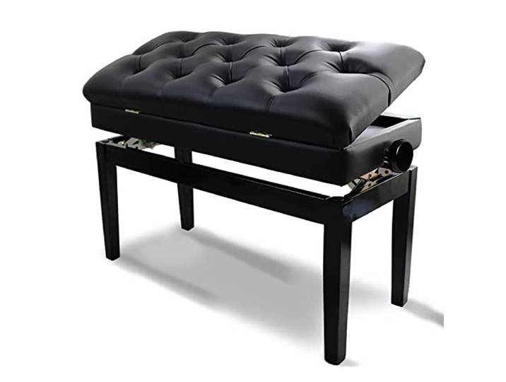 iumLeap Leder Klavierbank Klavierbank mit Ablagefach Massivholz Klavierhocker 82 x 36 x 50-60 cm Höhenverstellbar