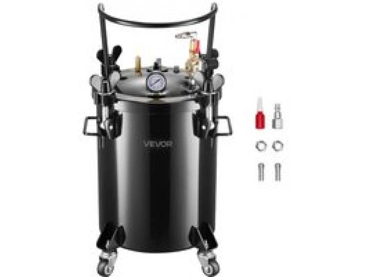 VEVOR Réservoir sous Pression Capacité 30 L et Max. 0,55 MPa, Pot de Pression en Acier, avec Raccords Rapides, pour Créations Artistiques, Décoration Domestique, Noir