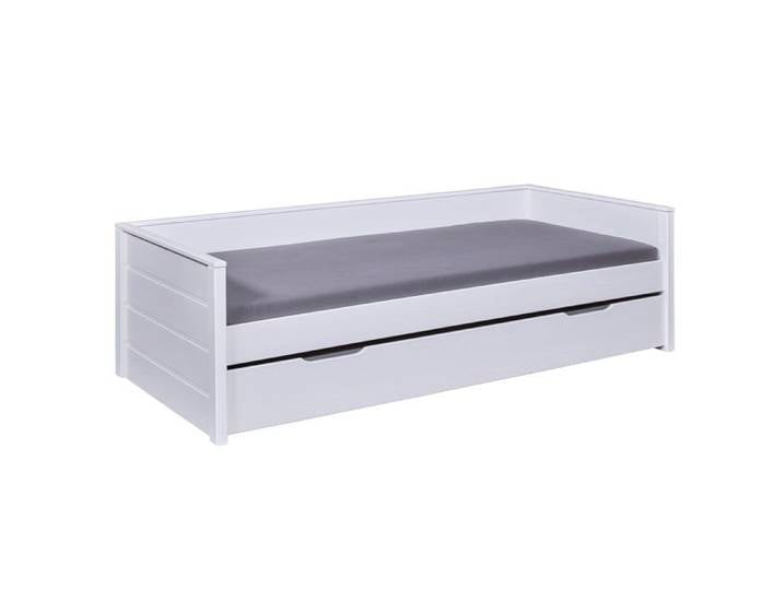 Lit banquette avec tiroir 90x200 cm en pin blanc - CHAMBERY