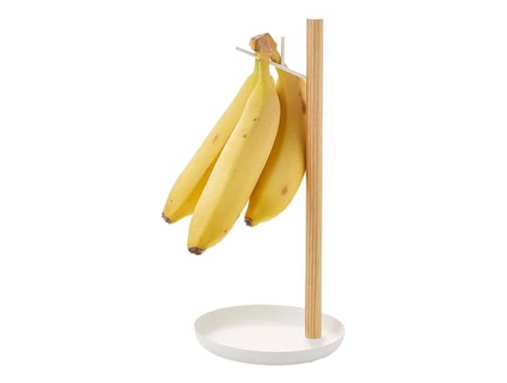 Yamazaki 2411 TOSCA Banana Stand\, white\, Steel/Wood\, 13 x 13 x 28 cm