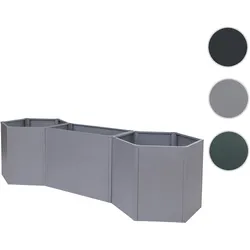 3er-Set Hochbeet HWC-P64, Metallhochbeet Gemüse-/Pflanzbeet Blumenkasten Pflanzkübel Stahl 77x286x88cm ~ grau