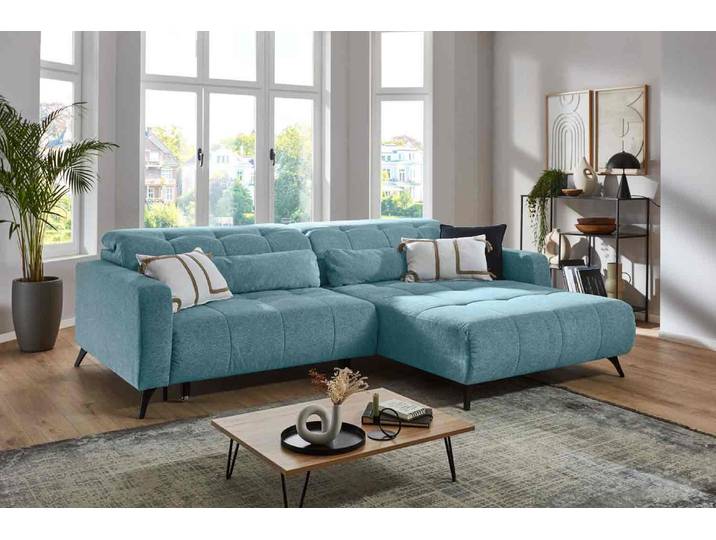 Ecksofa mit Motor & XXXL- Sitzvorzug Stoff