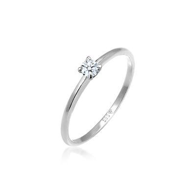 Verlobungsring ELLI DIAMONDS "Ring Diamant Weiß Brillantschliff (0.06 ct) 585 Weißgold" Gr. 54, silber, Fingerringe, Damen, 54, Weißgold 585, Verlobungsring