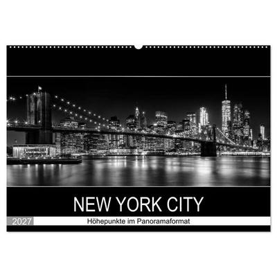 NEW YORK CITY Höhepunkte im Panoramaformat (Wandkalender 2027 DIN A2 quer), CALVENDO Monatskalender