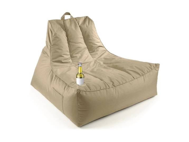 Sitzsack LUMALAND Lounge mit Flaschenhalter 380 l , beige (crème), B:180cm T:140cm, Polyester, Sitzsäcke, Sitzsack