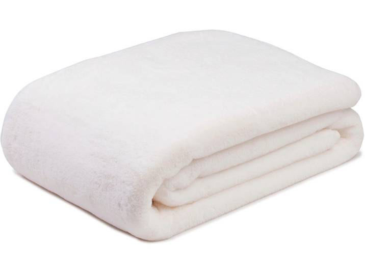 Wohndecke GÖZZE Merino, kuschelig und weich , weiss (wollweiß), B:220cm L:240cm, Polyester, Wohndecken, Wohndecke, kuschelig weich
