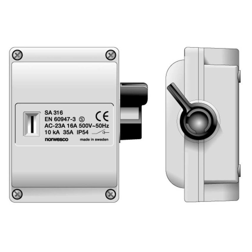 Csdk SL Werkschakelaar 3P 16A M20 IP54 (307101)
