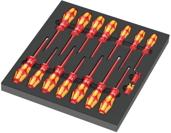 Garniture en mousse Wera 9711 pour kit de tournevis VDE 1, 16 pièces (05150102001)