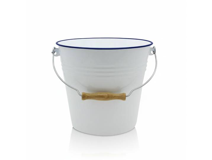Putzeimer KRÜGER Emaille Mini-Eimer Husum, 1 Liter , weiß, H:13,5cm T:11cm Ø:14cm, Emaille, Eimer, Putzeimer, Emaille, 1,2 Liter