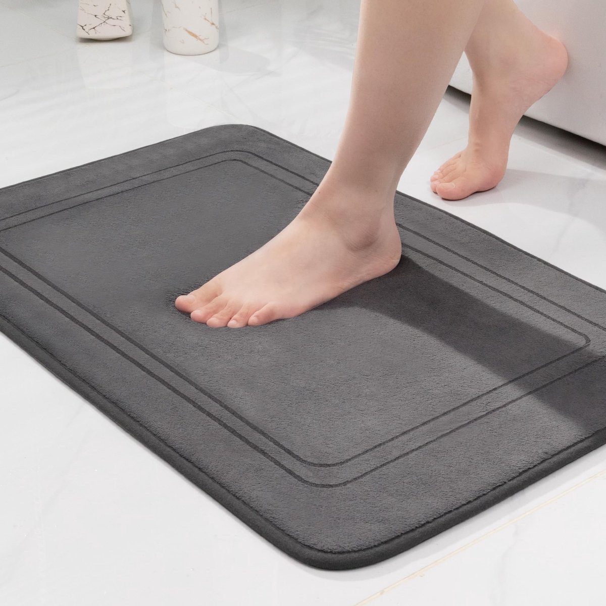 Omgoods Zachte Badmat met Antislip, Donkergrijs, 50 x 80 cm