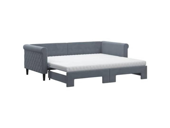 PUGYNBK Bettsofa, 2-in-1, dunkelgrauer Samt, 90 x 190 cm Struktur aus Holz und Metall, 2 Schaumstoffmatratzen, minimalistisches Design, Lattenrost