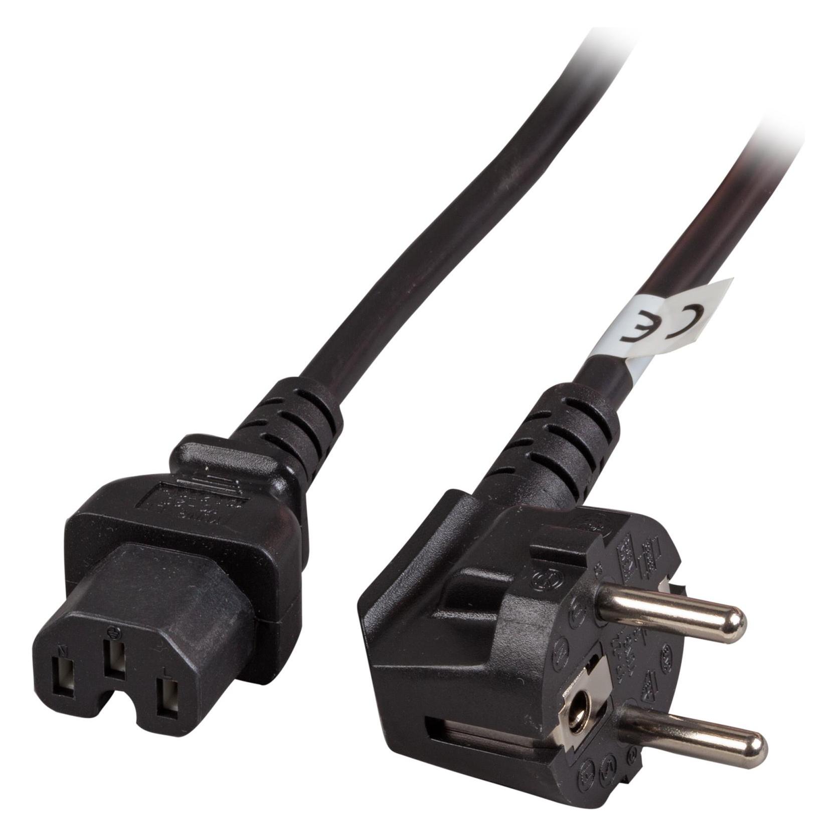 EFB Elektronik Warmgeräteleitung CEE 7/7 90° auf C15 schwarz 3 m 3 x 1.00 mm² (3 m) (EK625.3V2)