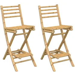 vidaXL Outdoor-Barhocker mit Fußstützen 2 Stk. Klappbar Bambus, Barstuhl, Tresenhocker, Thekenhocker, Bistrohocker, Tresenstuhl, Thekenstuhl