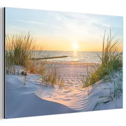 METALLBILD Strand - Sonne - Düne - Gras - Sand - Horizont Wandbild 60x40 cm