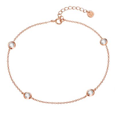Fußkette GLANZSTÜCKE MÜNCHEN "GSM481", rosa (roségold, weiß), Fußketten, Damen, aus Sterling Silber