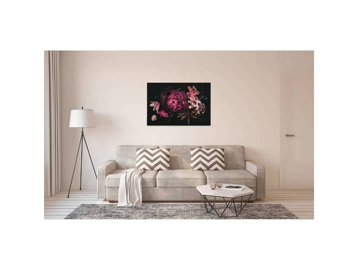 Impression sur toile Blumen Drama Queen Polyester PVC / Épicéa Rose foncé/Rose 90 x 60cm