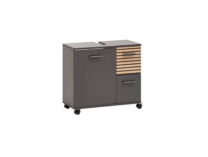 Schildmeyer Waschbeckenunterschrank Katta 158578, anthrazit/Akustikpaneel Optik, 65 x 32 x 60 cm