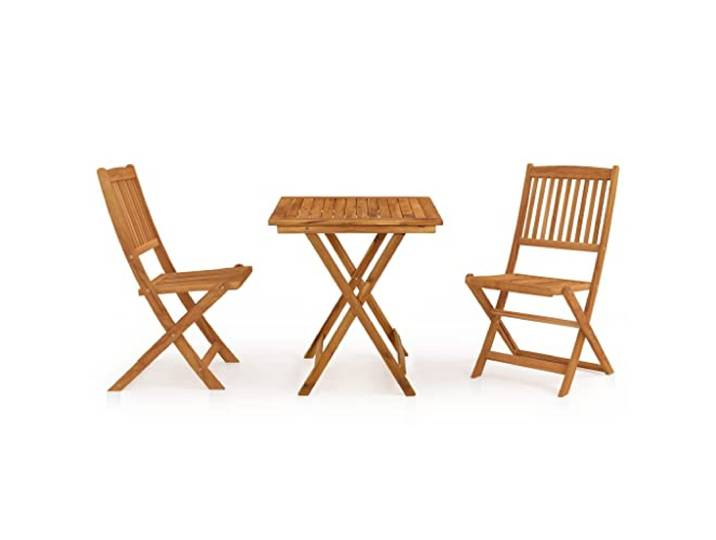 PUGYNBK 3-teiliges zusammenklappbares Esszimmer-Set aus massivem Akazienholz