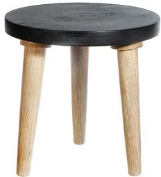 IH Casa Decor "10"" Round Mango Wood Black Plant Stand"
