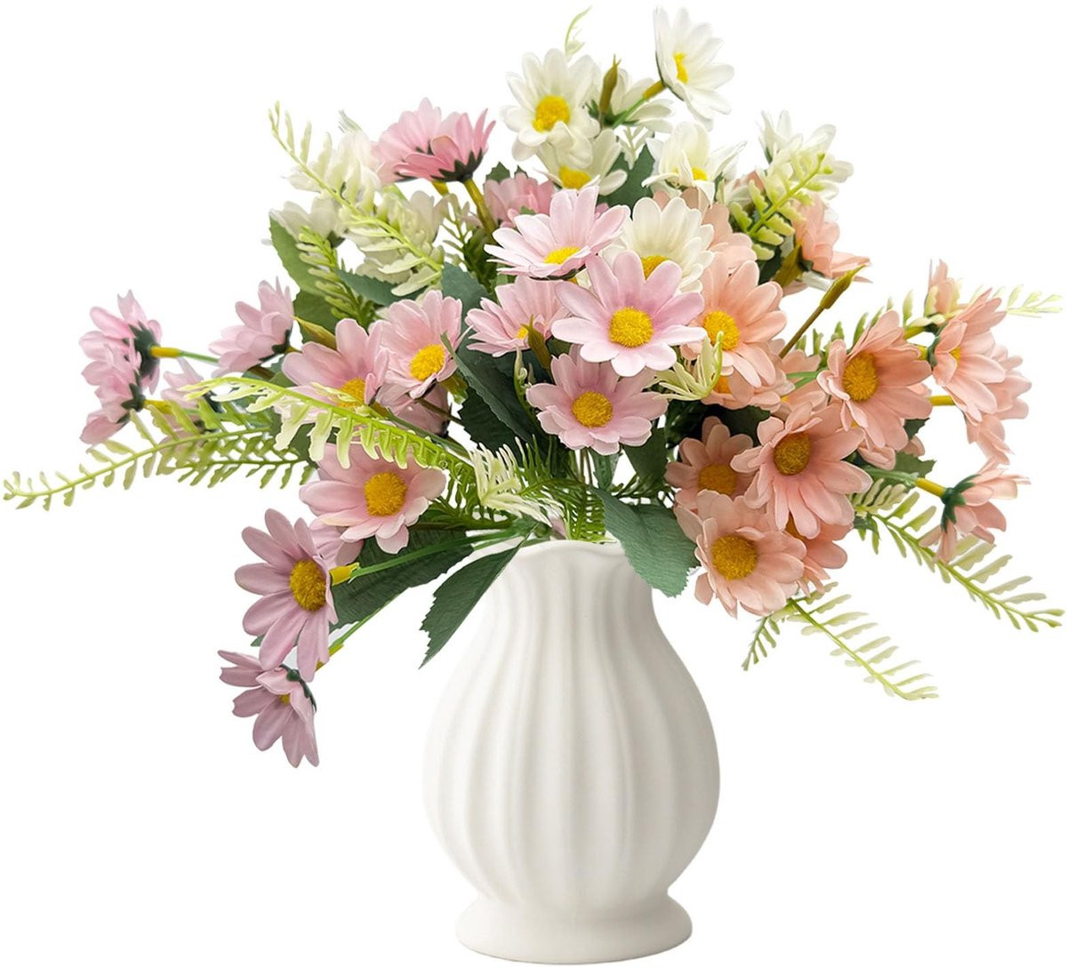 Dailygoods Boeket Madeliefjes Kunstbloemen voor Binnen en Buiten in 3 Kleuren Combinatie