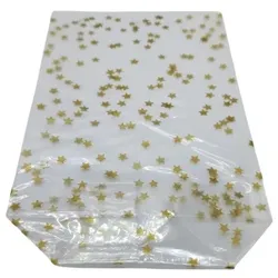 SWS 1000 Weihnachts-/Bodenbeutel PP 115x190 mm transparent mit goldenen Sternen