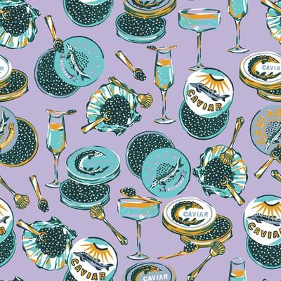 Printfresh Champagne and Caviar Lavendar Peel and Stick Wallpaper