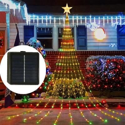 Inspired Finds Solar Christmas Tree Star Topper Lights 2m Fairy String Decor multicolor