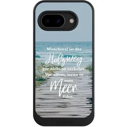 Nivocase Hülle für Google Pixel 9a Handyhülle NIVOcore Case Schwarz Statement Strand Spruch (Google Pixel 9a), Smartphone Hülle, Schwarz