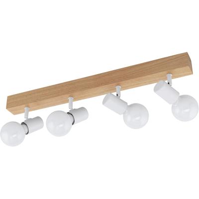 EGLO Deckenspot "TOWNSHEND 3", braun (weiß, holzfarben), 4, Leuchten, Spot, Wohnzimmerlampe, Flur, L63 x B5 cm, 4X60W exkl., Deckenspot