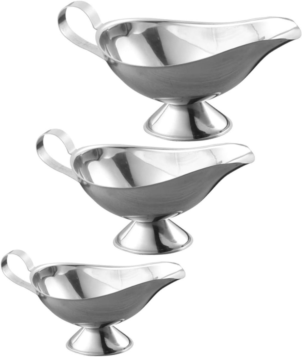 3-delige RVS Sausboot Set met 3 oz, 8 oz en 10 oz Sausbekers voor Steak, Saladedressing en Fruitsaus