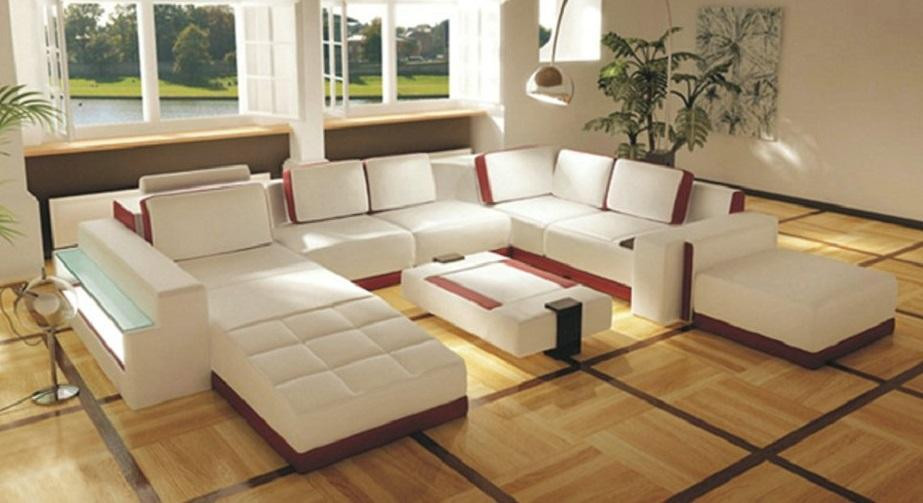 Moderne hoekbank Valentin in leder design voor de woonkamer