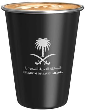 Uplifted Goods Stainless Steel Travel Mug With National Emblem Logo black