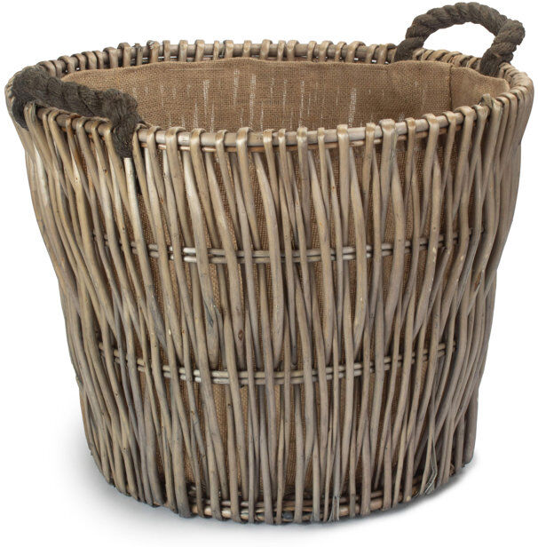 Union Rustic Rylie Lined Log Carrier Basket Antique Wash 46cm H x 50cm W x 50cm D