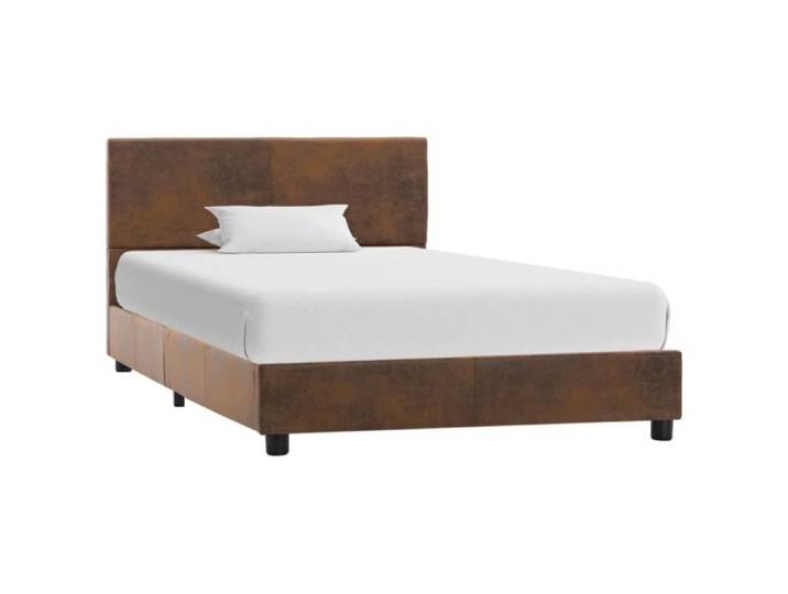 14732 EUROPE® NEW Cadre de lit Adulte UNIQUE & Classic Beds: 90 x 200 cm Lit Couche Marron Similicuir daim 90 x 200 cm & 1