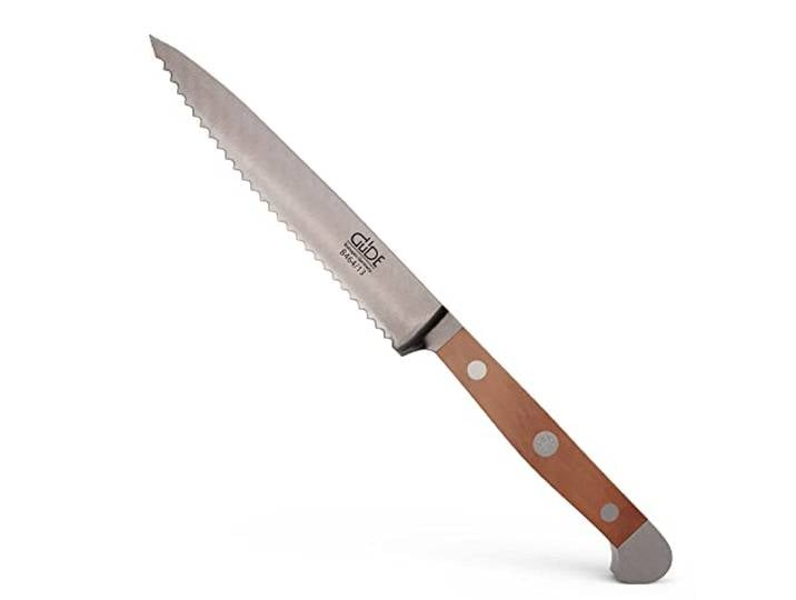 Güde Solingen - Tomatenmesser mit Welle geschmiedet, 13 cm, Birnenholz, ALPHA BIRNE, Doppelkropf, Handmade Germany