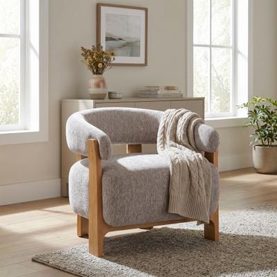 GREATPLANINC Solid Wood Frame Barrel Chair Living Room Accent Chair