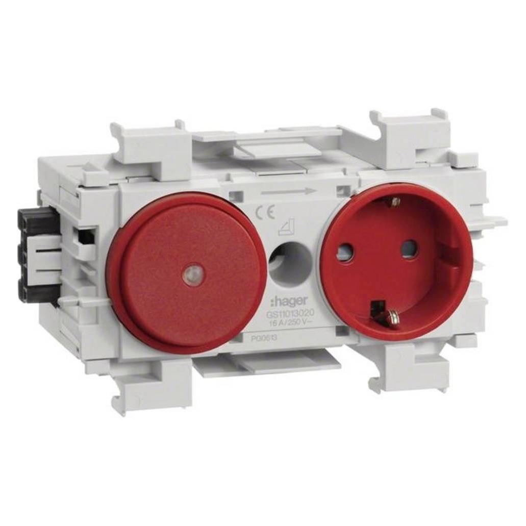 Hager TEH GS11013020 Steckdose+Schalter Wago Steck-/ Klemmt. halogenfrei frontrastend (GS11013020)