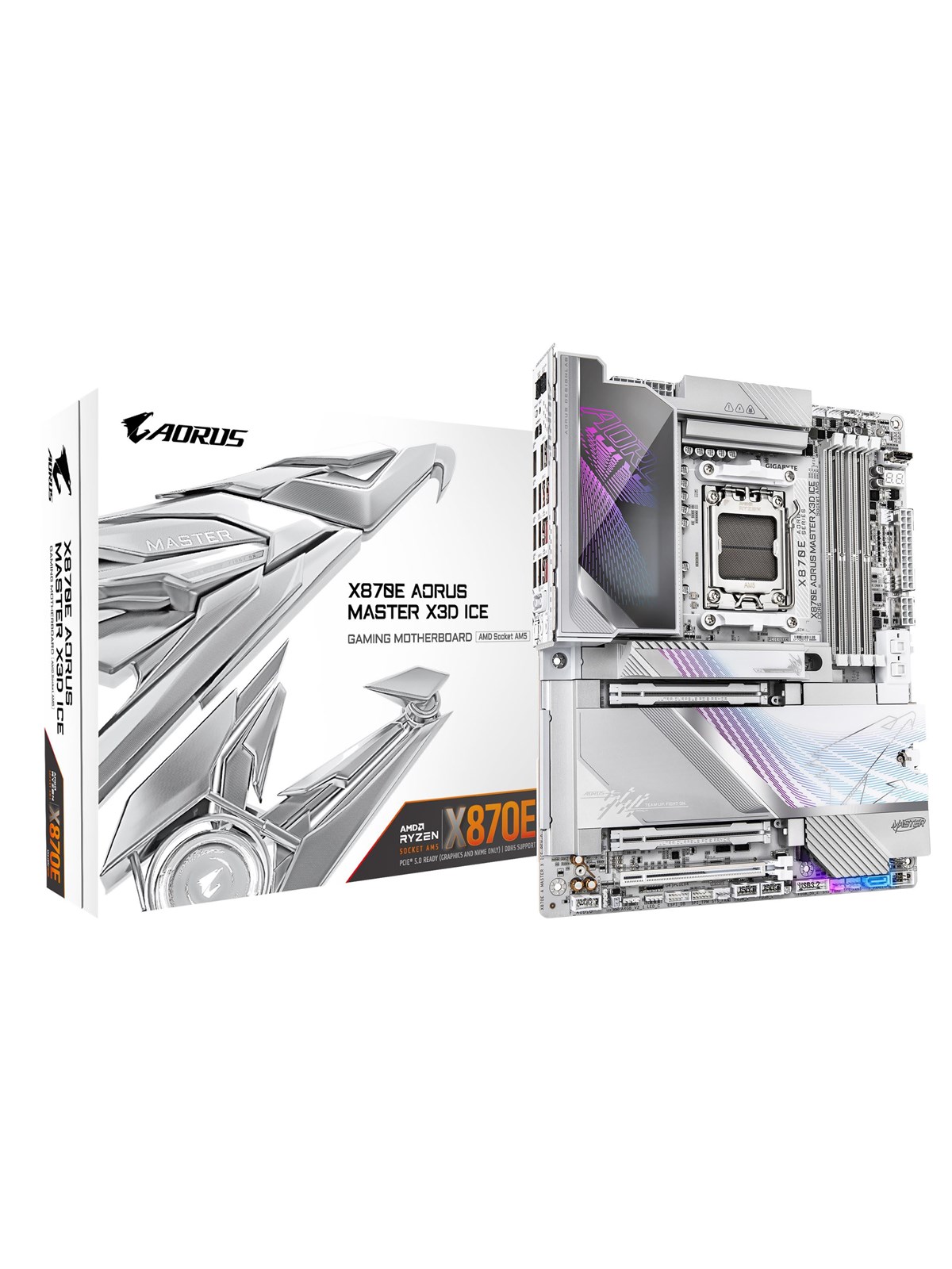 GIGABYTE X870E AORUS MASTER X3D ICE Mainboard - AMD X870E - AMD AM5 - DDR5 RAM - ATX