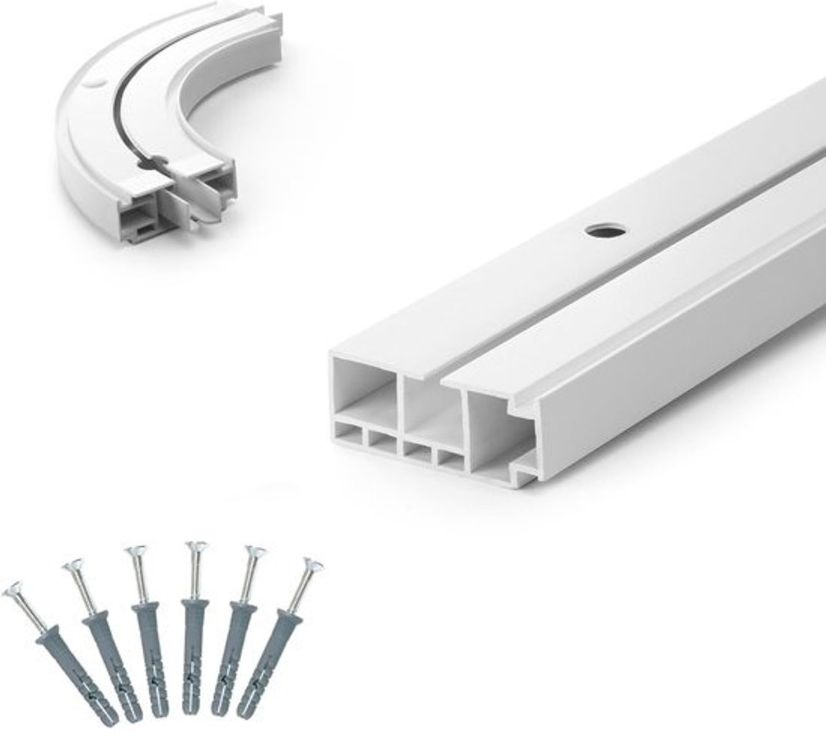 500 cm Gordijnrail PVC met Ronde Bocht - Binnenlooprails voor Plafond