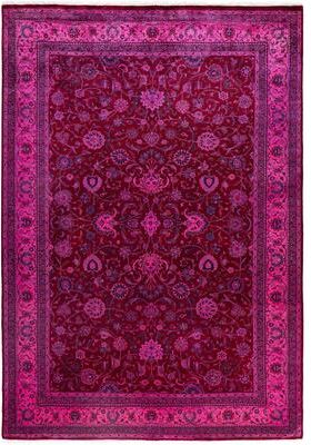 Overton "Overdyed One-of-a-Kind Hand-Knotted Area Rug - Red - 6' 1"" x 8' 10"""