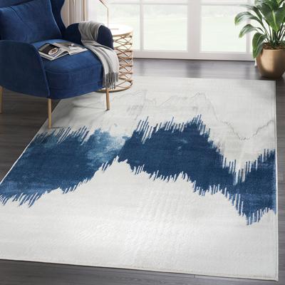 Abani Rugs Abani Atlas Collection ATL170A Abstract Mountain Grey Blue Area Rug