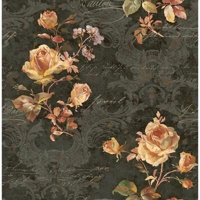 Seabrook Designs Delia Floral Script Unpasted Wallpaper