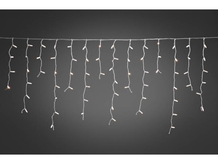 Konstsmide - Maxi LED kompakt System Extension : Rideau de lumière pluie de glace (non compatible avec 3656/3657)\, 100 grandes diodes blanc chaud\, extérieur (IP67)\, câble souple blanc ; 4721-112