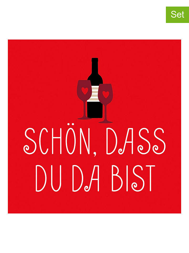 ppd 2er-Set: Servietten "Schön, dass..." in Rot - 2x 20 Stück - onesize