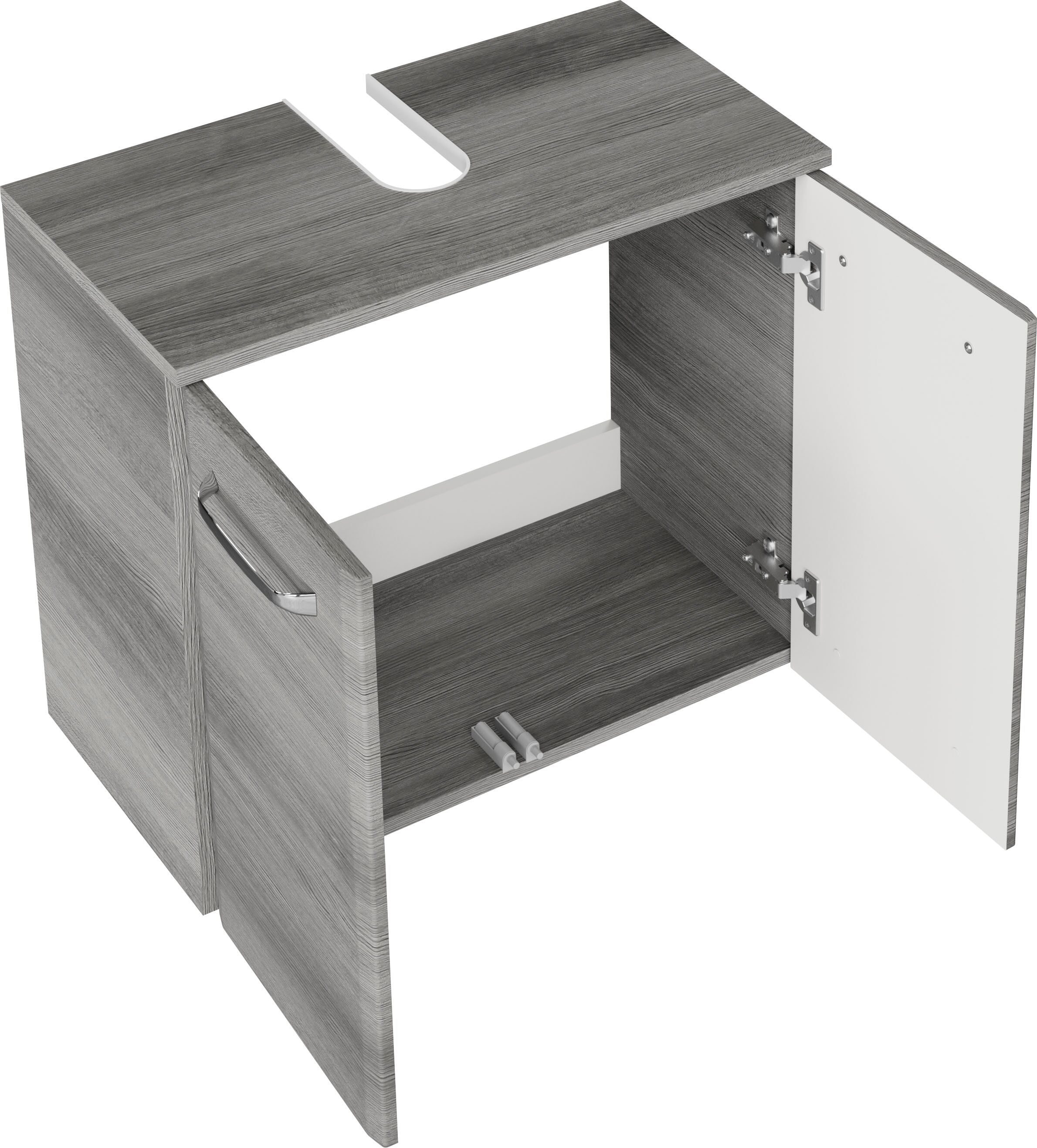 Waschbeckenunterschrank SAPHIR "Quickset Unterbeckenschrank mit 2 Türen, Siphonausschnitt, 60 cm breit", grau (graphit struktur, graphit struktur), B:60cm H:53cm T:33cm, Holzwerkstoff, Schränke, Waschbeckenunterschrank, Waschbeckenschrank inkl. Türdämpfer