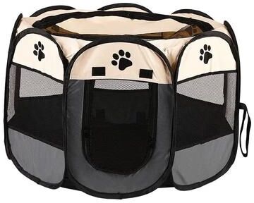 Uplift Picks PawSafe Foldable Pet Playpen Tent For Dogs And Cats white Gray 73x73x43cm