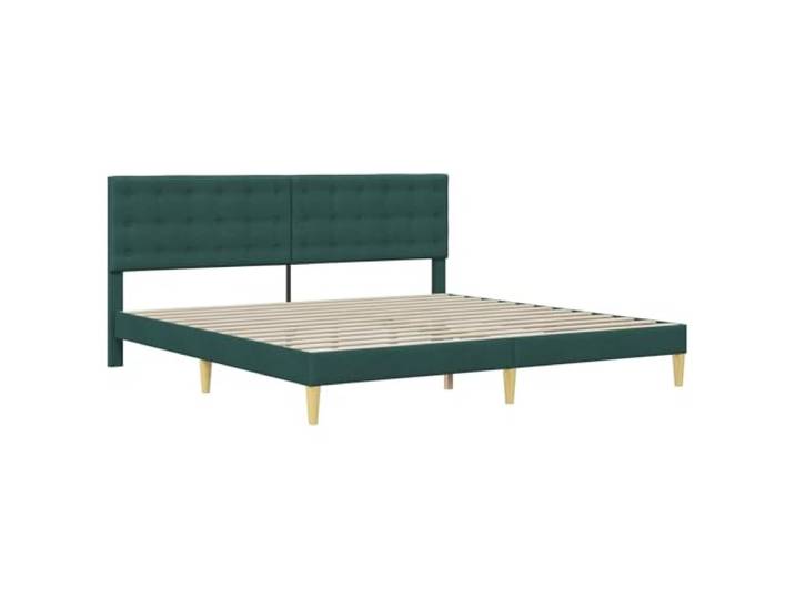 SKTQYQO Bettgestell dunkelgrün 200 x 200 cm Stoff Gepolstertes Kopfteil, feste Latten, verjüngte Beine, leicht zu reinigen